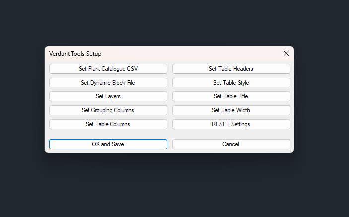 Customization dialog
